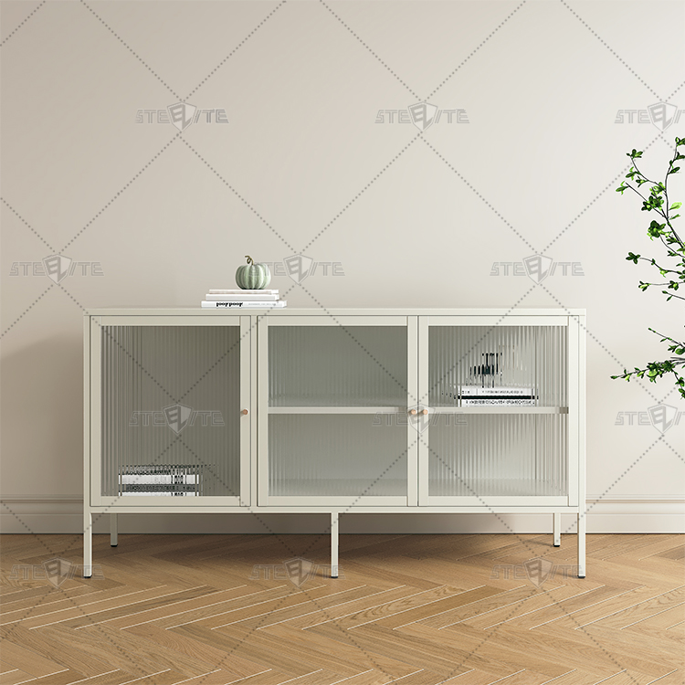 buffet de metal armario de metal y vidrio mueble para TV de metal armario de almacenamiento para la sala de estar